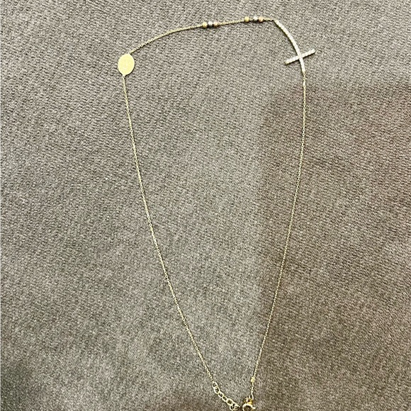 18 kt Italian gold necklace with zirconia on the cross brand new - Picture 3 of 3